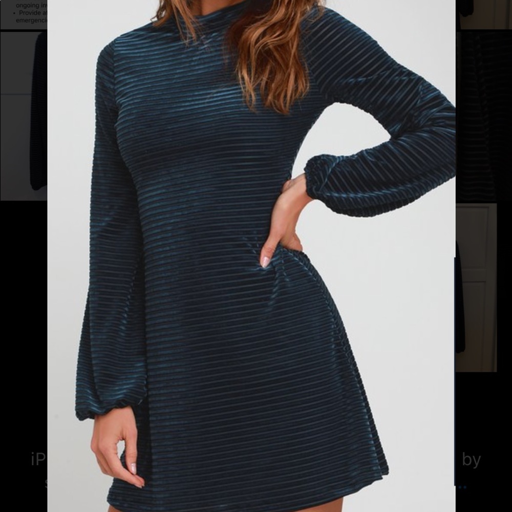 Lulu’s Velvet Striped Dress - Picture 2 of 5